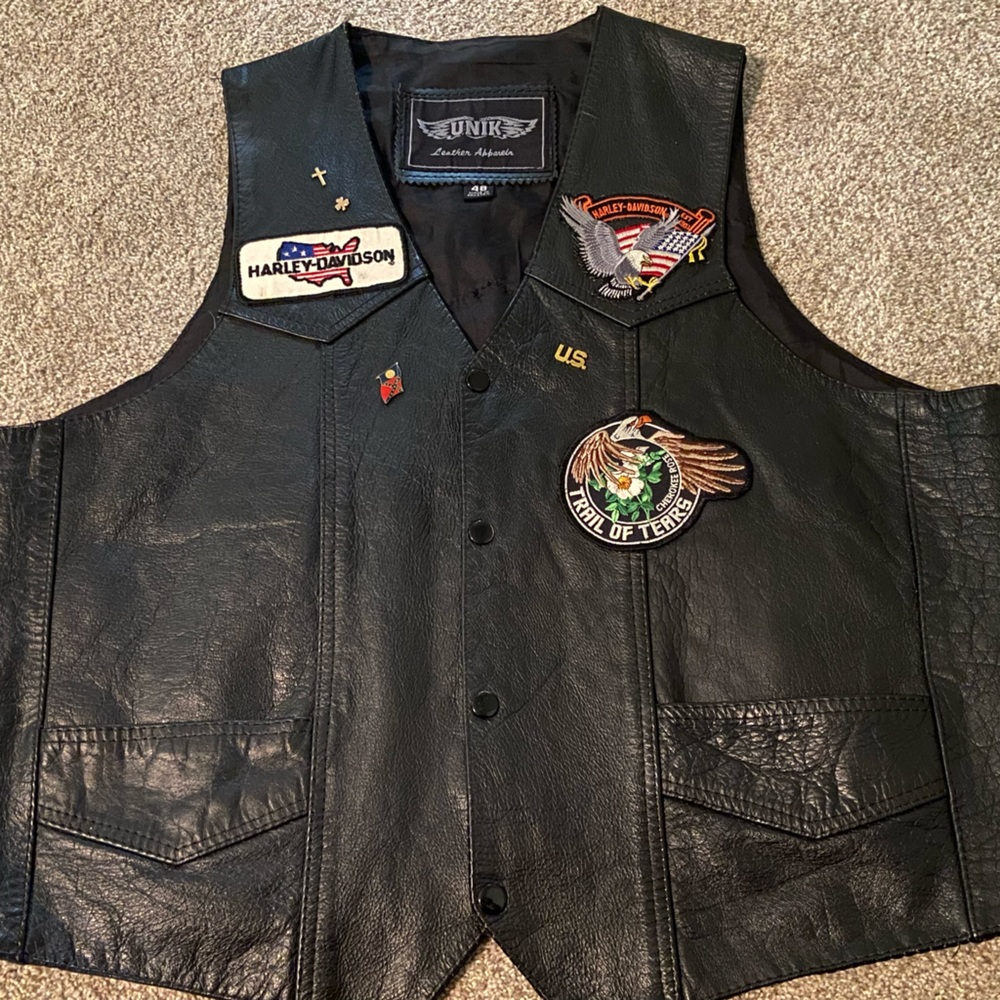 Unik Harley Davidson leather vest size 48 XXL